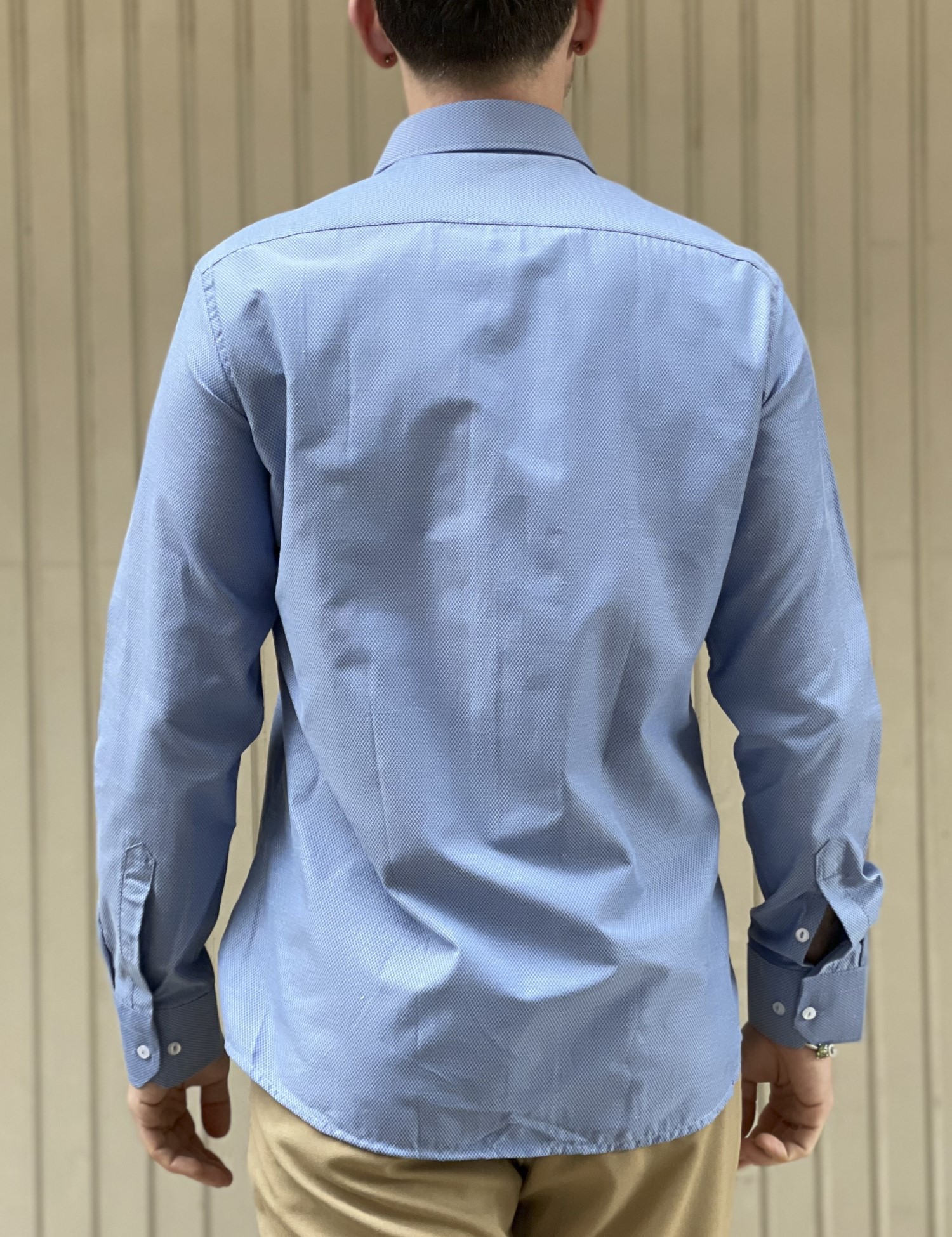 Ανδρικό γαλάζιο πουκάμισο με μικρό σχέδιο Modern Fit 301512D φωτογραφία